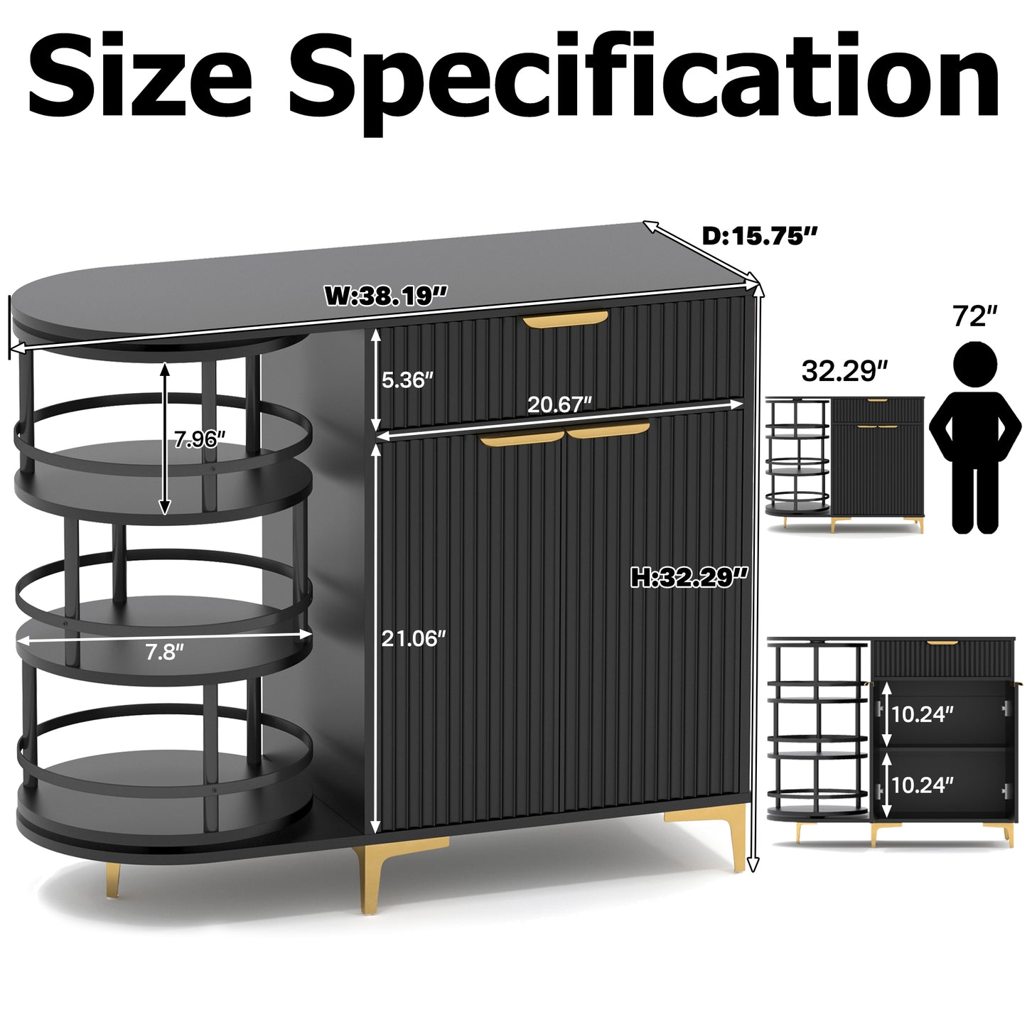 Sideboard with 360° Rotating Organizer