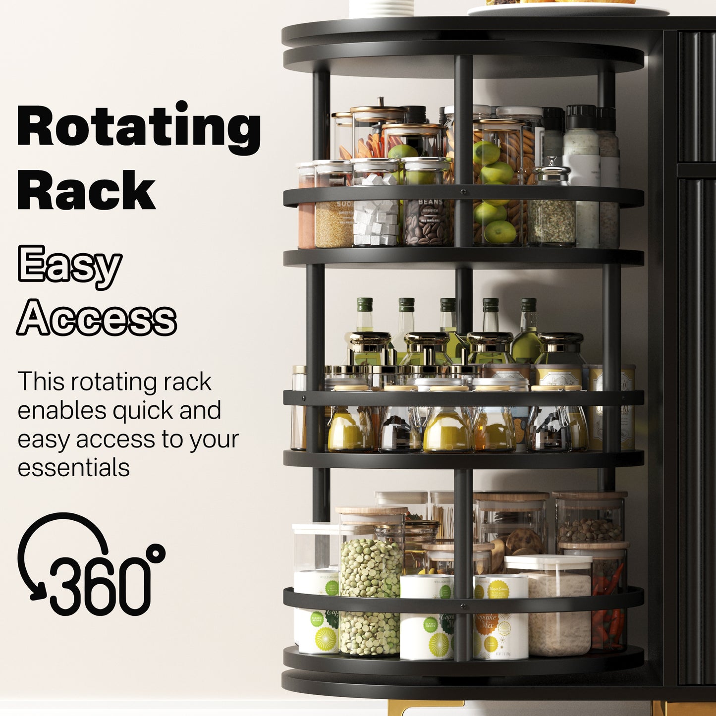 Sideboard with 360° Rotating Organizer