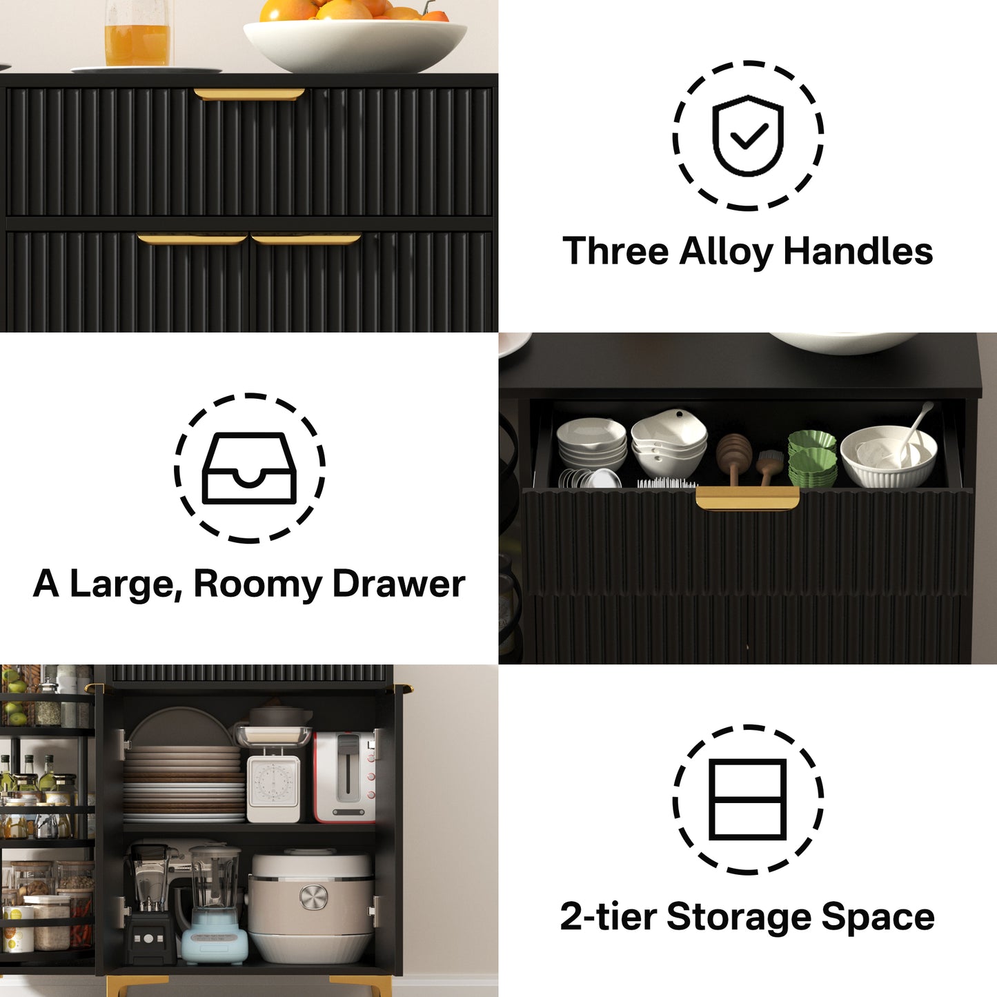 Sideboard with 360° Rotating Organizer