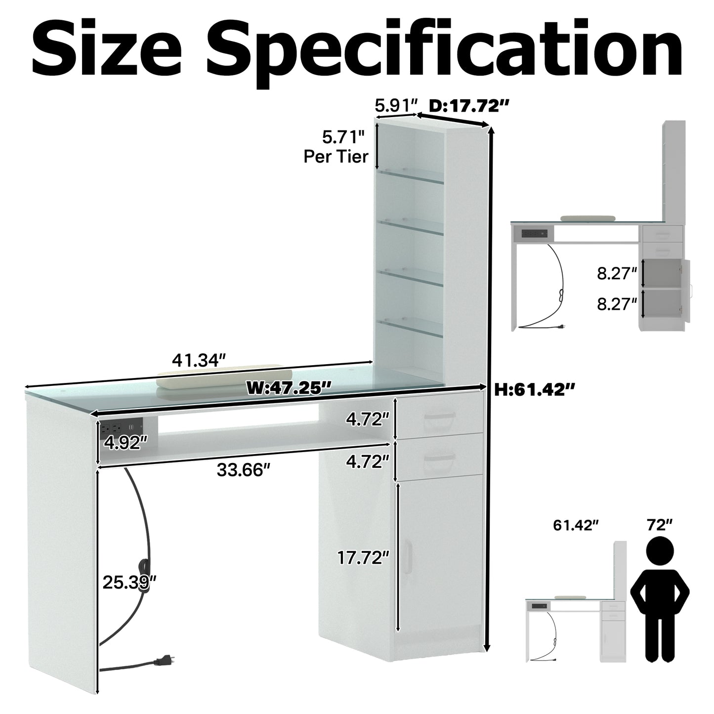 Glass Top Manicure Table