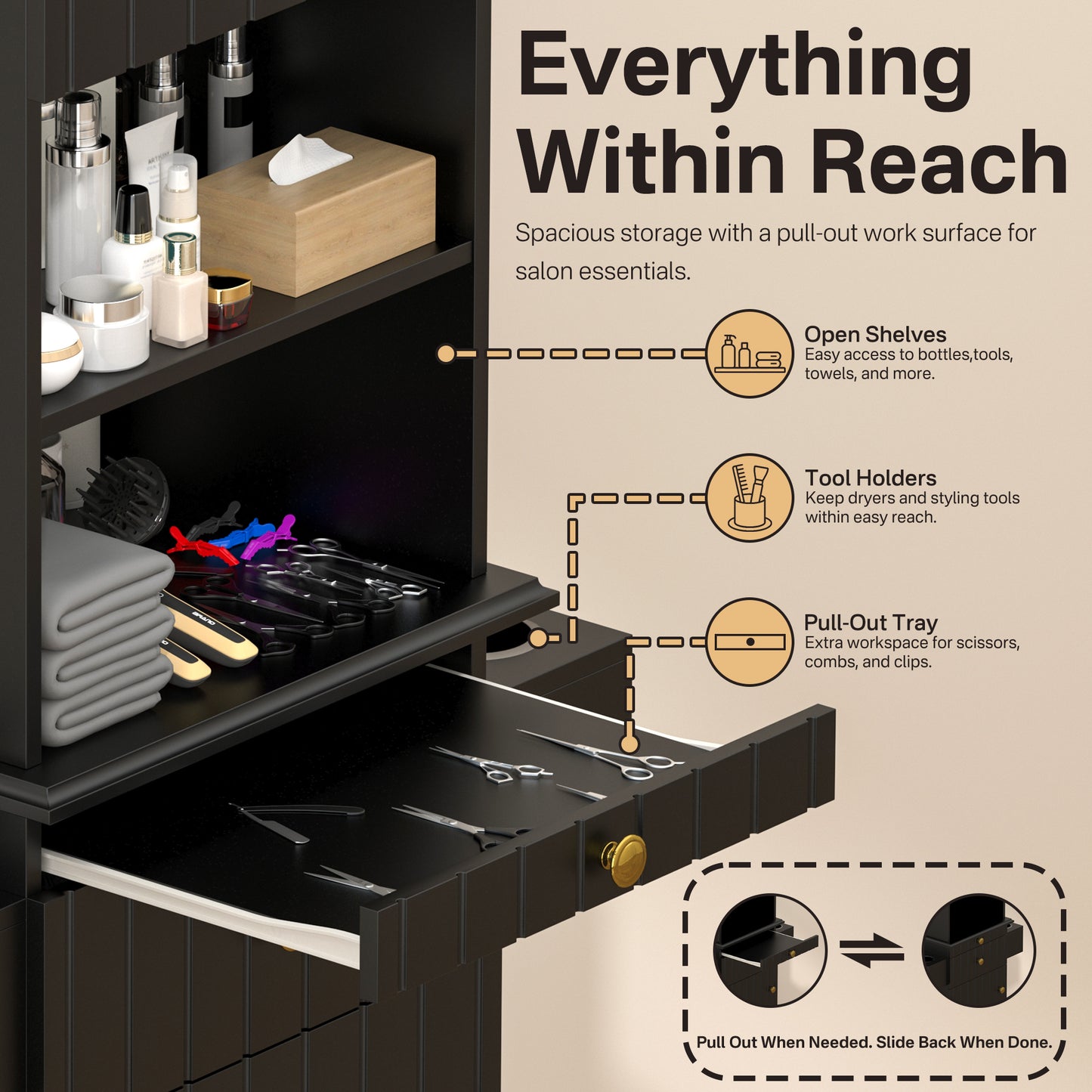 Hair Stylist Station with Power Outlet