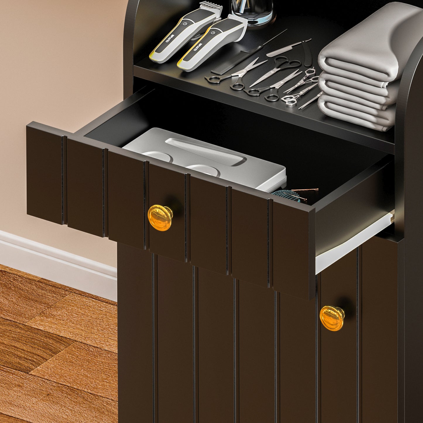 Rolling Barber Station with Power Outlet