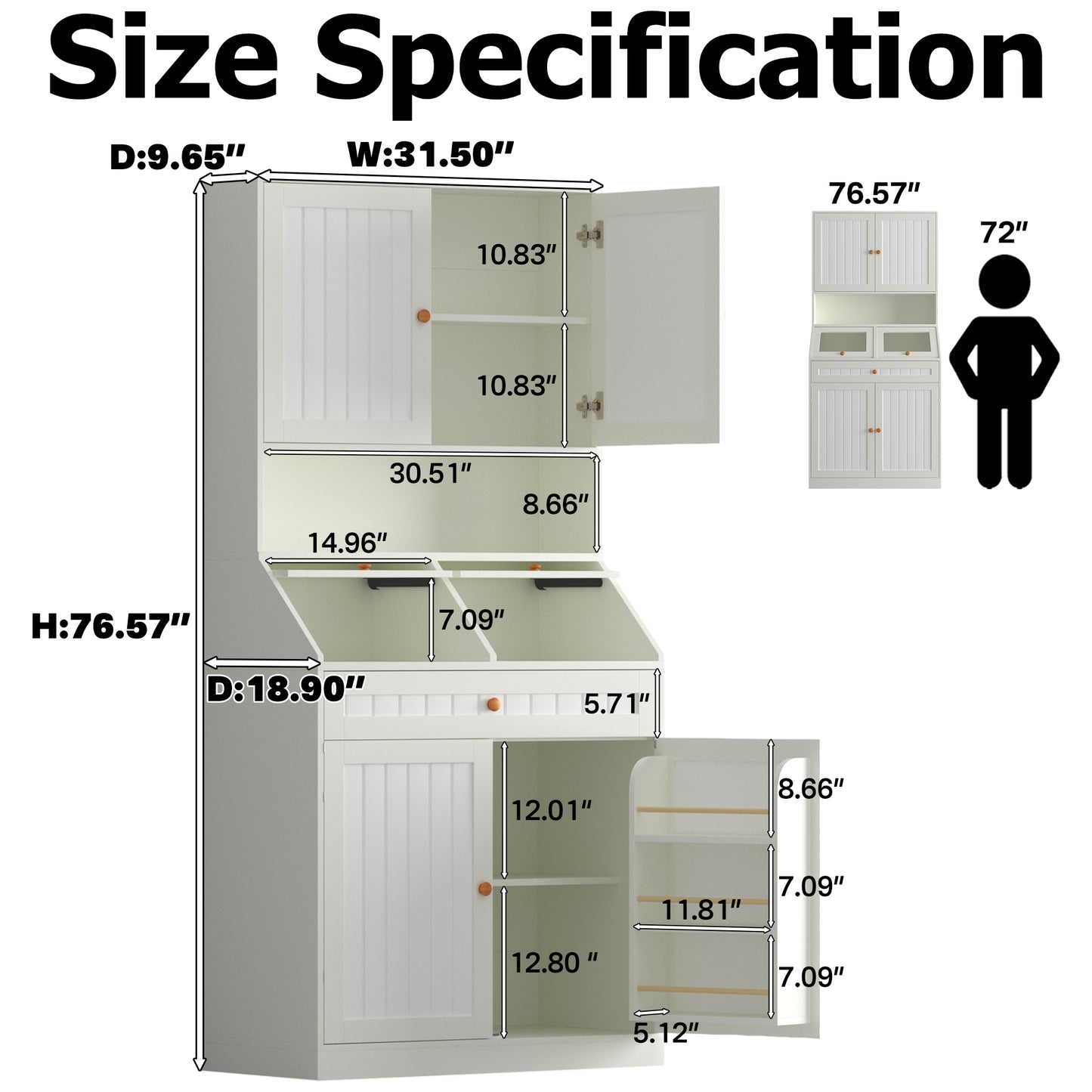 Kitchen Pantry Cabinet with Lift-up Storage