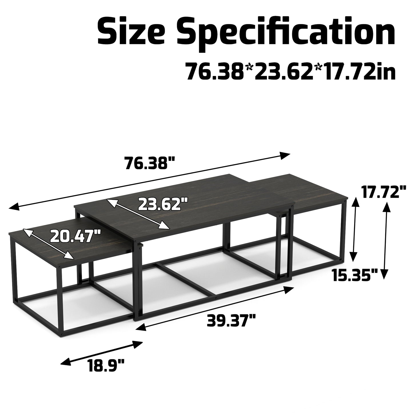 3 Pieces Nesting Coffee Tables