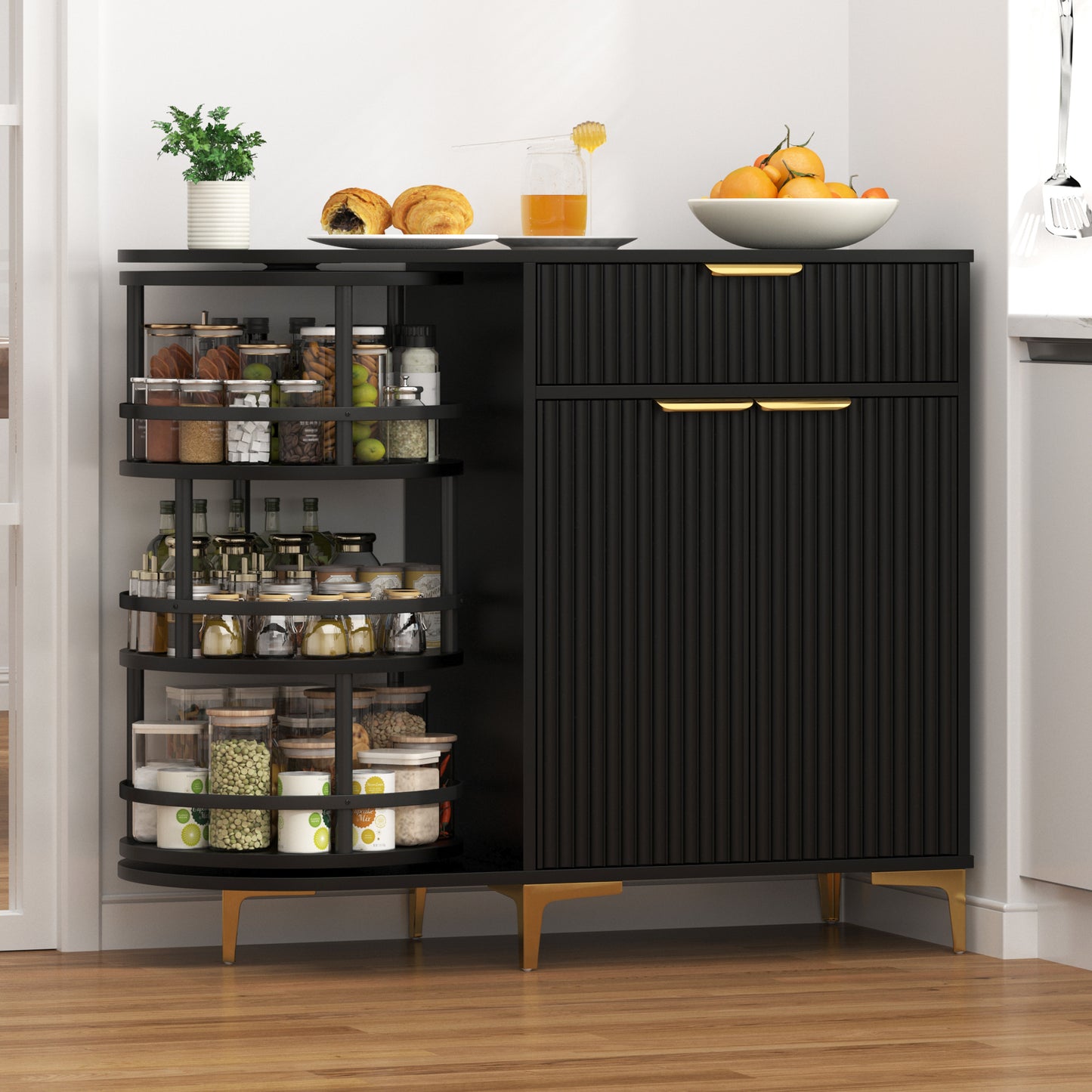 Sideboard with 360° Rotating Organizer