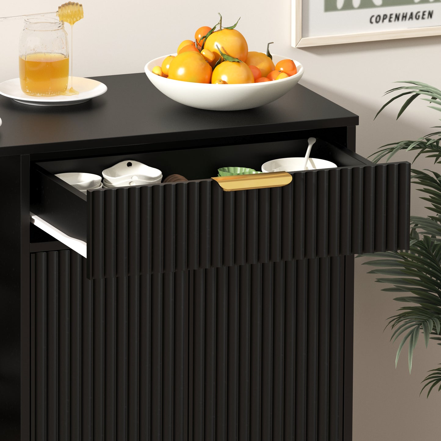 Sideboard with 360° Rotating Organizer