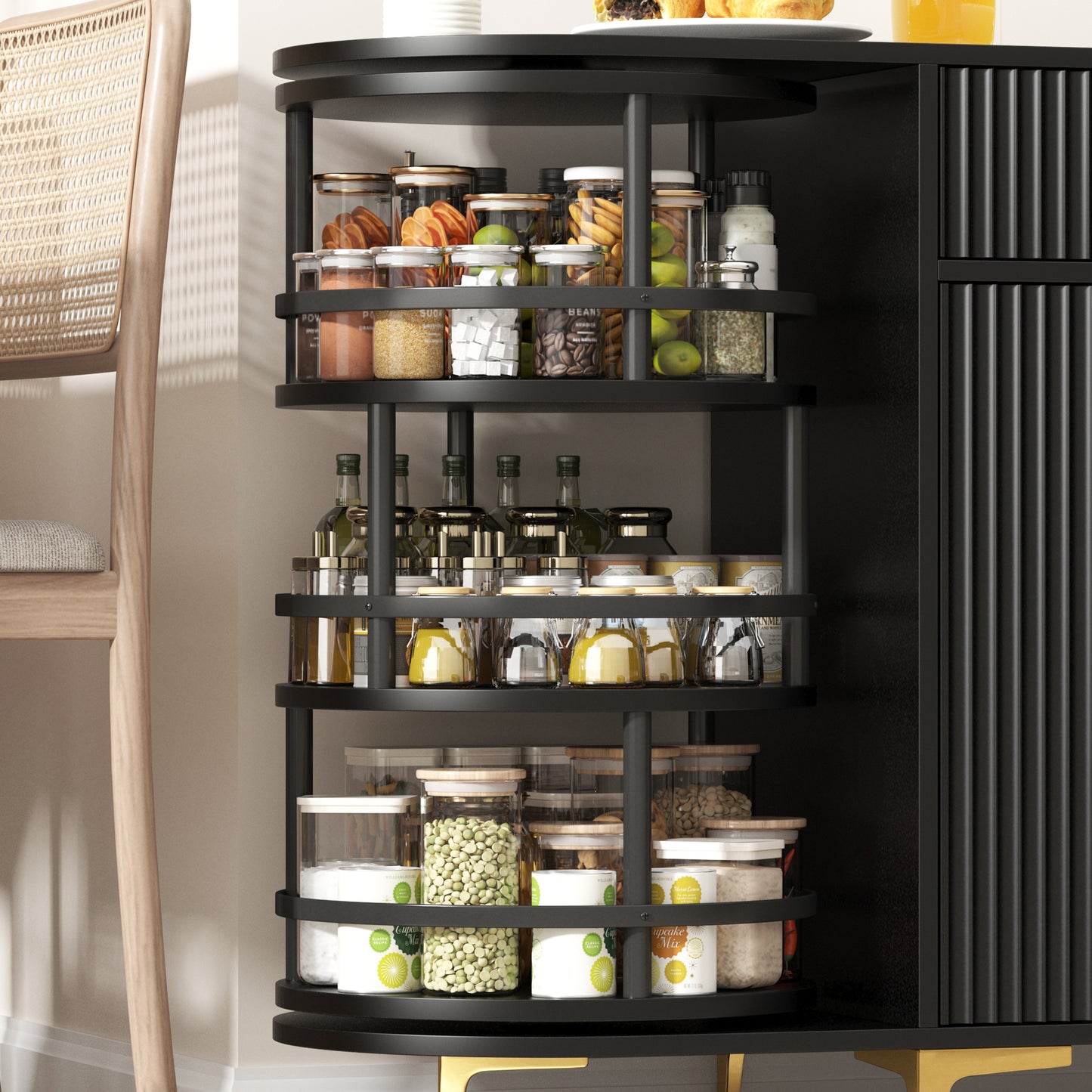 Sideboard with 360° Rotating Organizer