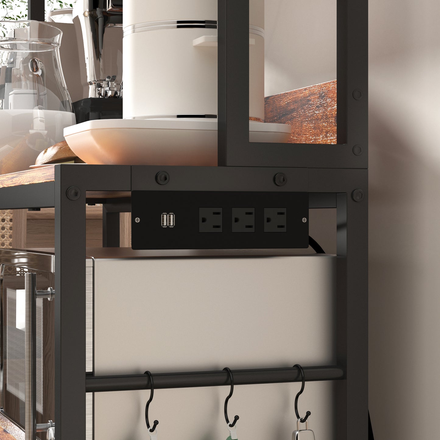 5-Tier Bakers Rack with Power Outlet