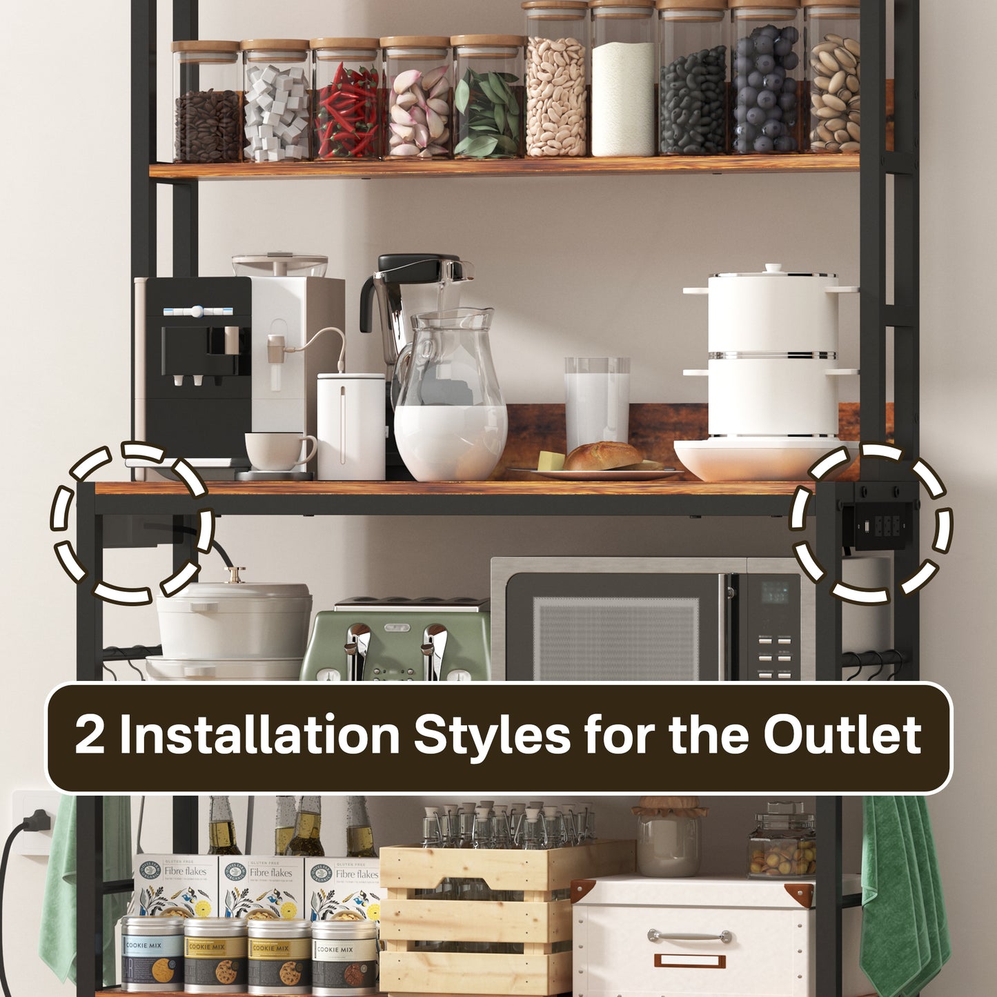 5-Tier Bakers Rack with Power Outlet