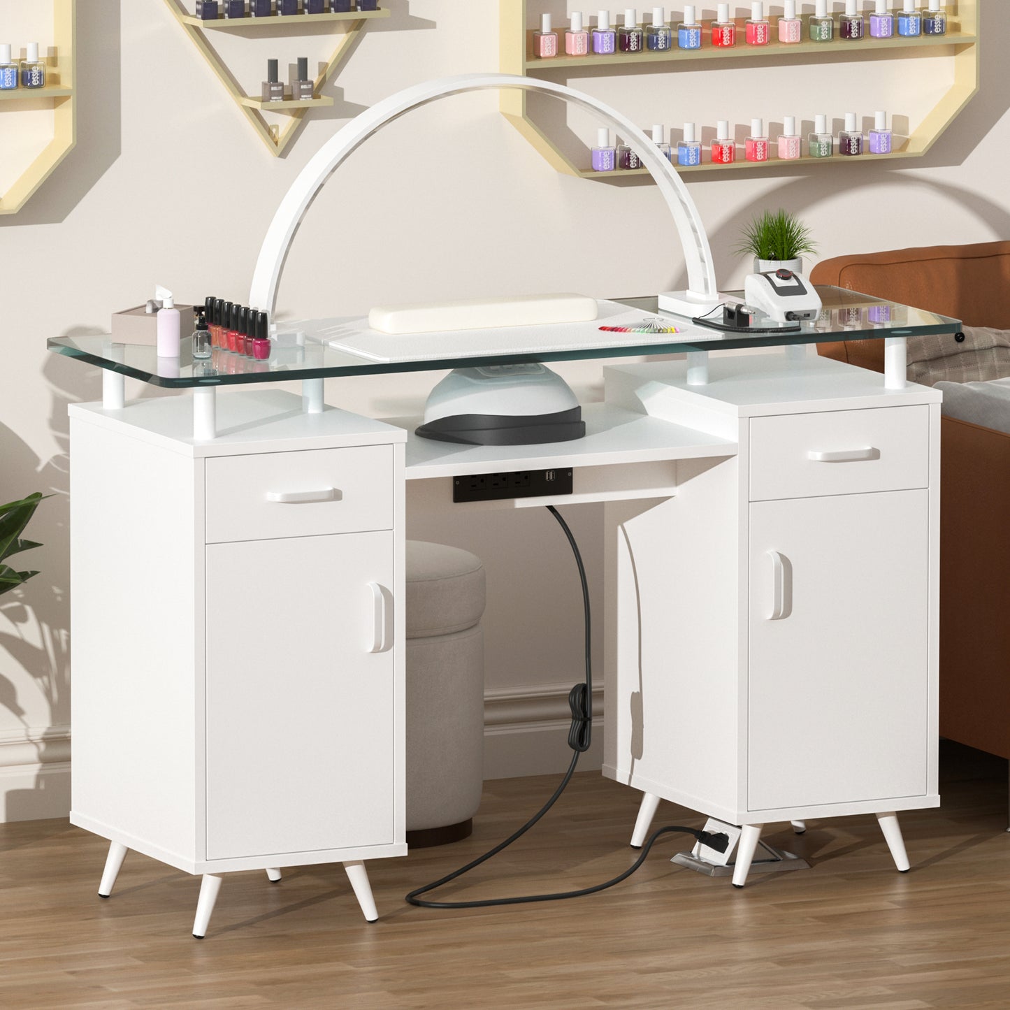 Glass Top Nail Desk