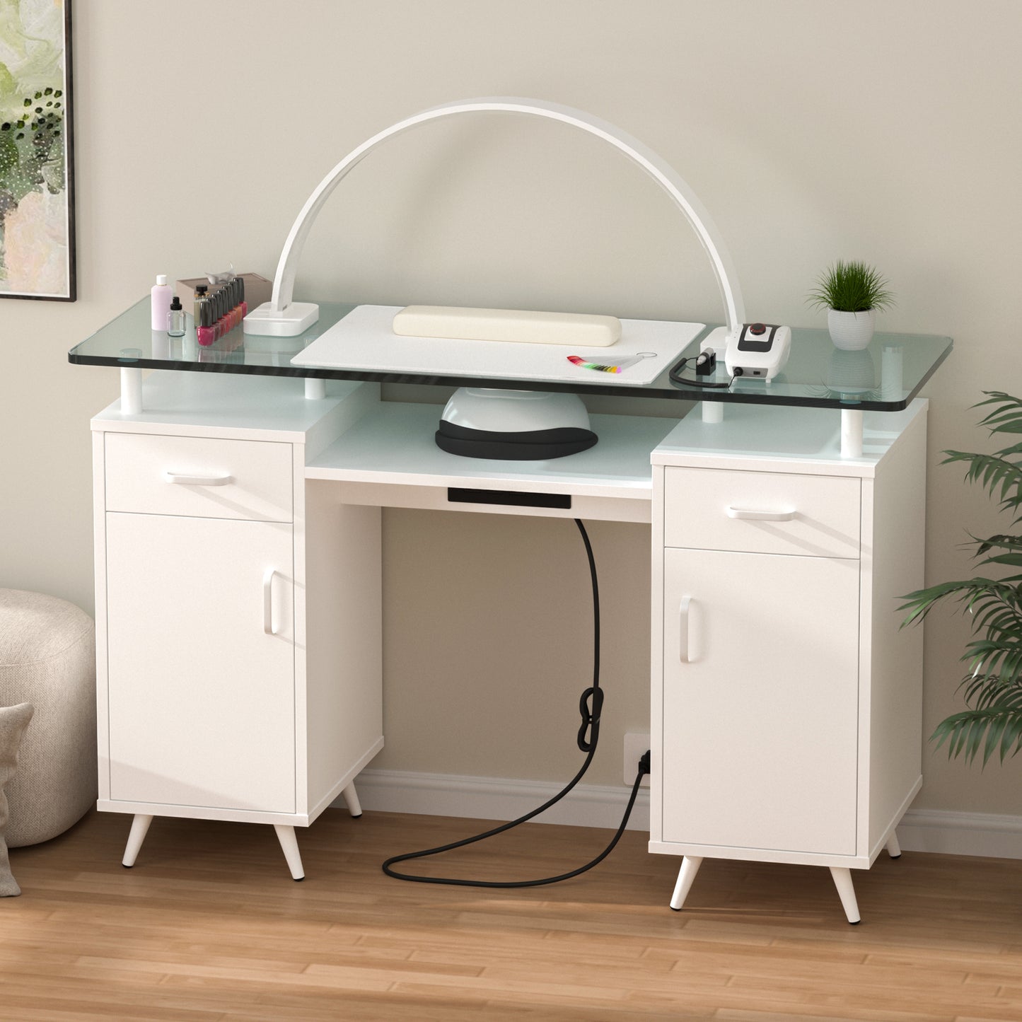 Glass Top Nail Desk