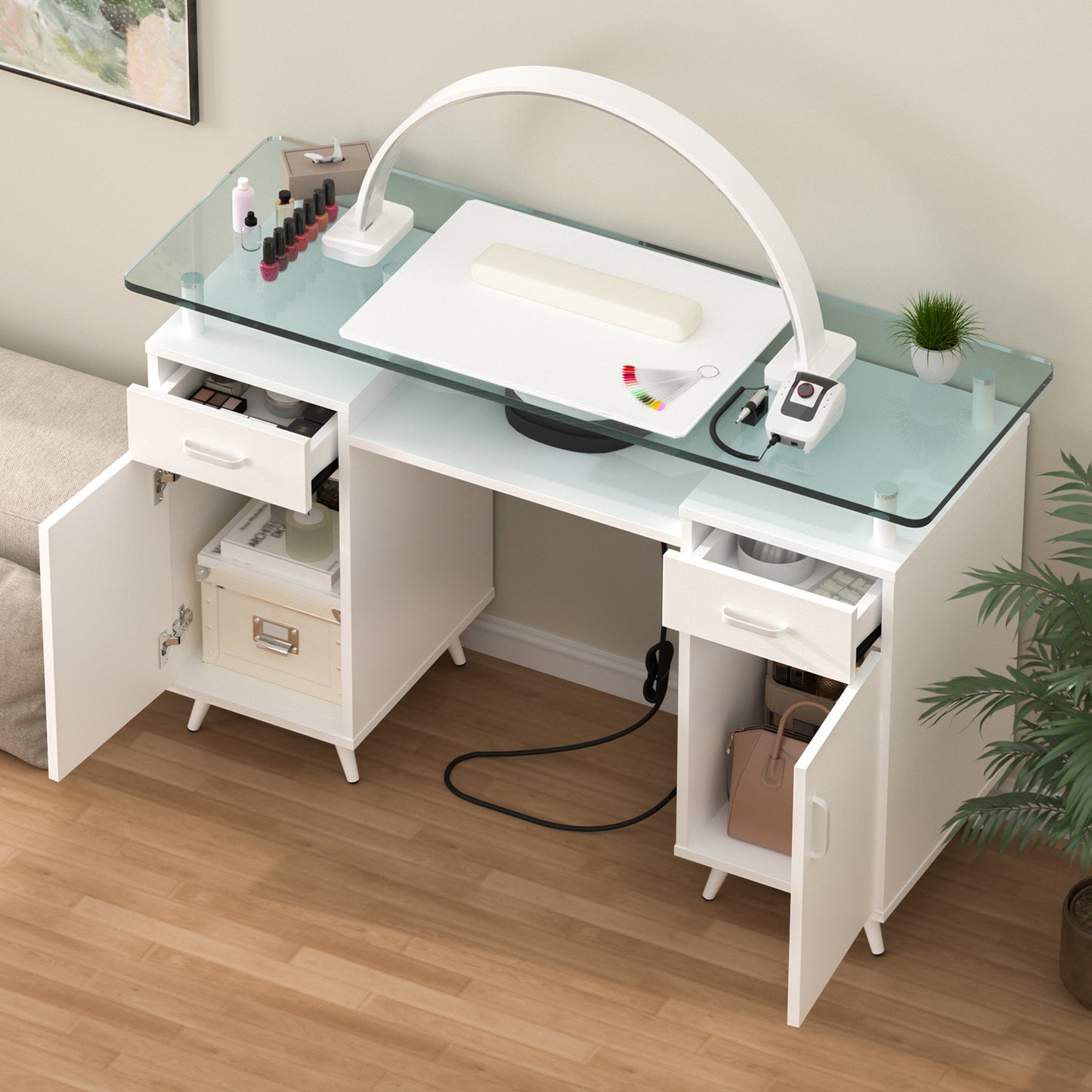 Glass Top Nail Desk