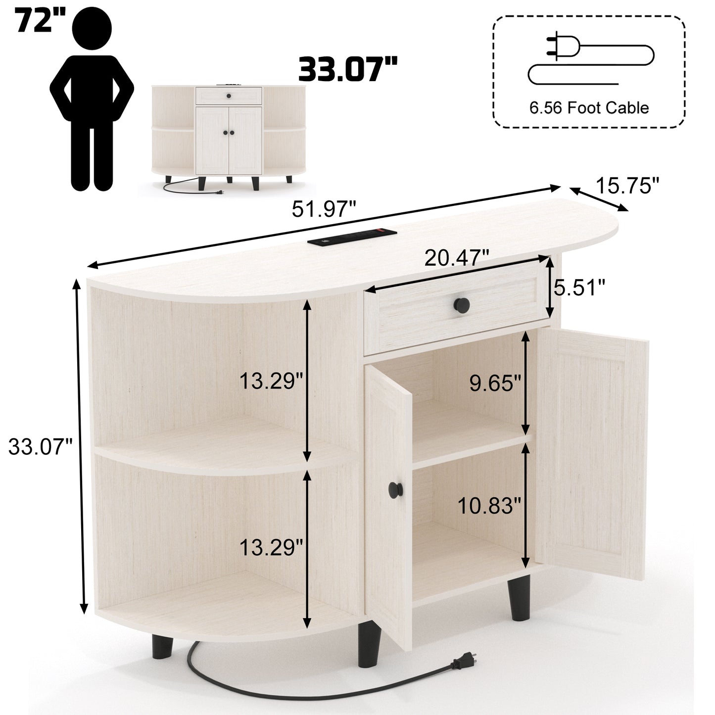 Sideboard Buffet Cabinet with Power Outlet
